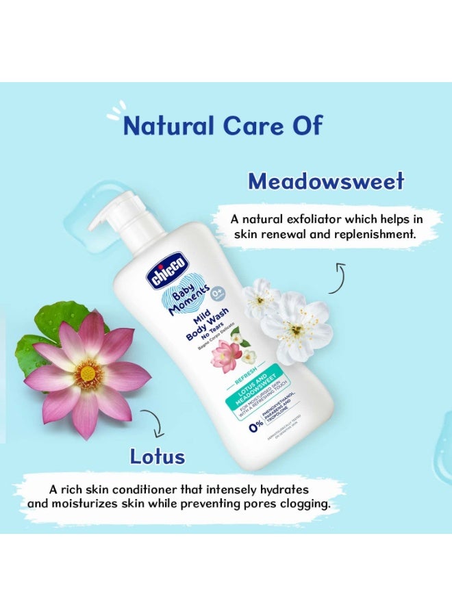 Chicco Baby Moments Mild Body Wash Refresh, New Advanced Formula With Natural Ingredients, No Tears & Soap-Free, Mild Formula For Babys Body Wash, No Phenoxyethanol And Parabens (500Ml) - Image 3